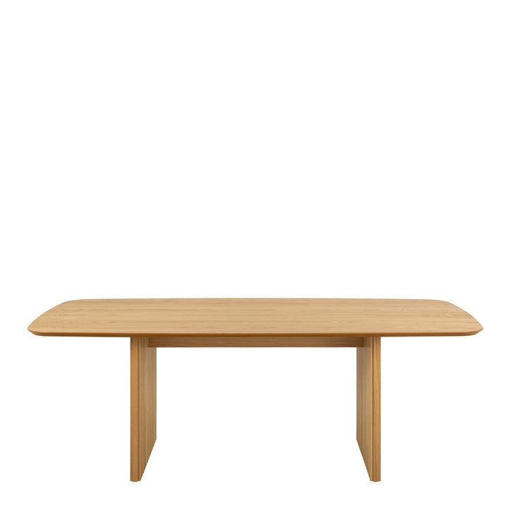 Christo Dining Table in Oak 220x75cm including 6 Lima Dining Chairs with Armrest in Black