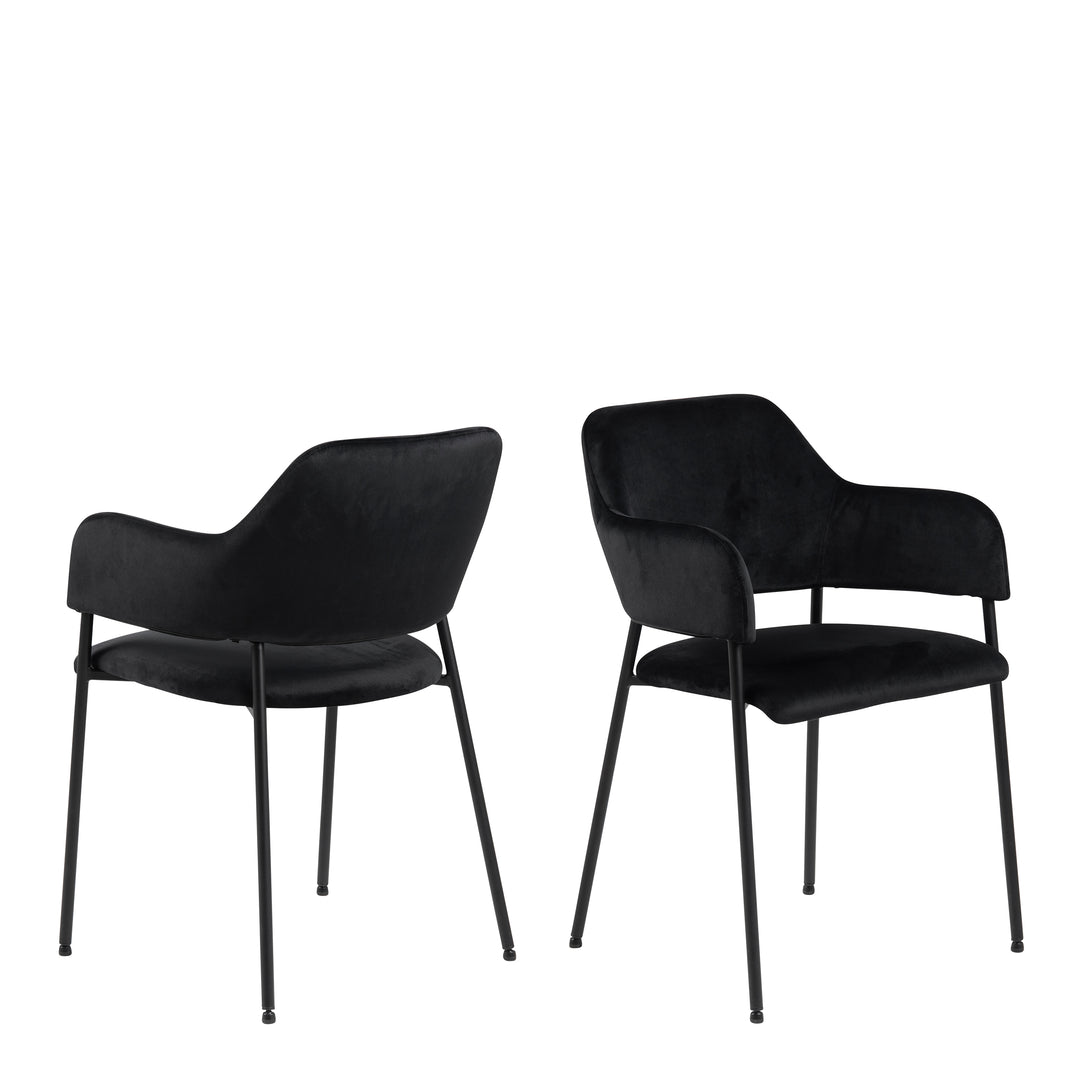 Christo Dining Table in Oak 220x75cm including 6 Lima Dining Chairs with Armrest in Black
