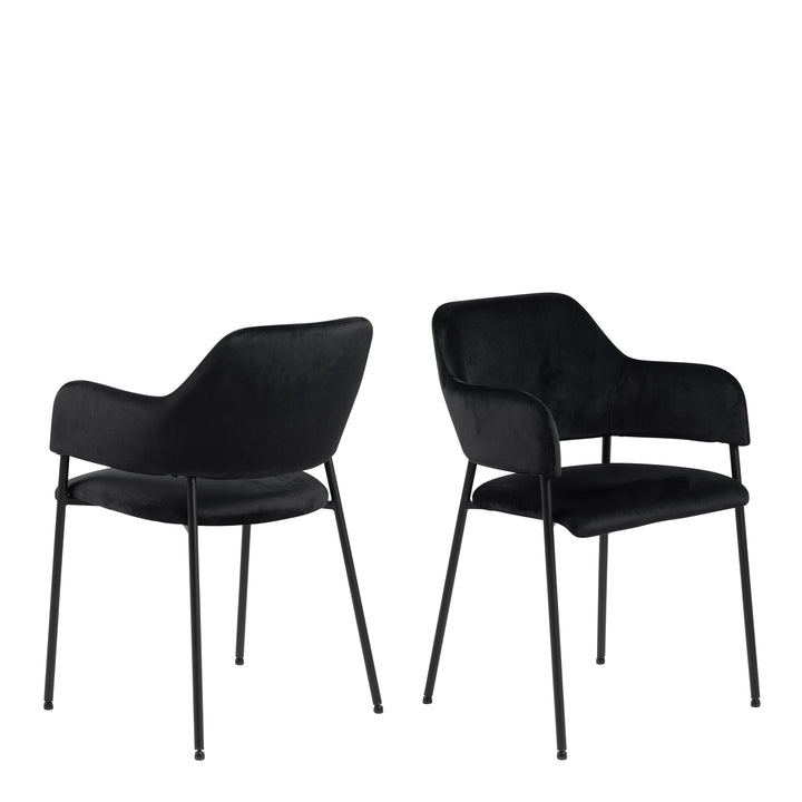 Christo Dining Table in Oak 220x75cm including 6 Lima Dining Chairs with Armrest in Black