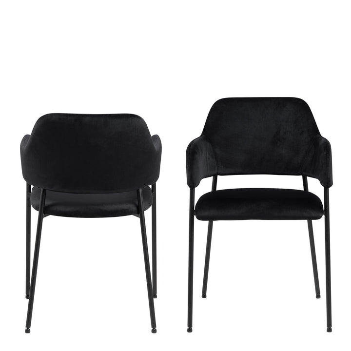 Christo Dining Table in Oak 220x75cm including 6 Lima Dining Chairs with Armrest in Black