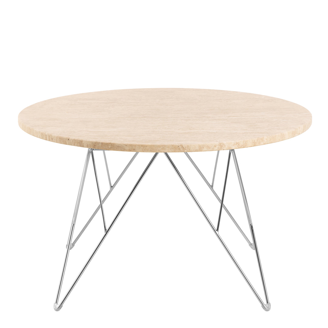 Prunus Round Coffee Table in Matt Beige and Chrome Steel Base 80x46.4cm