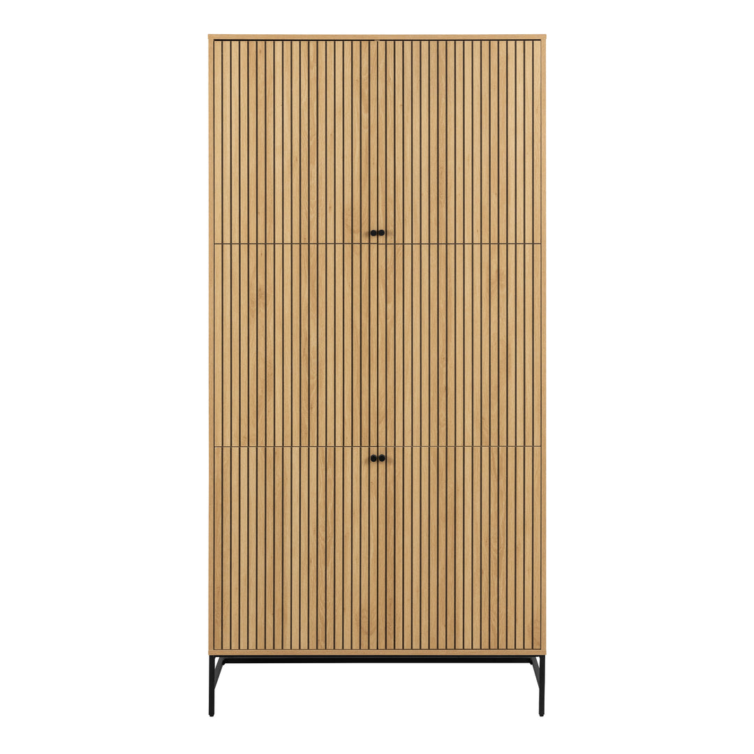 Albany Wardrobe 4 Doors in Black/Oak