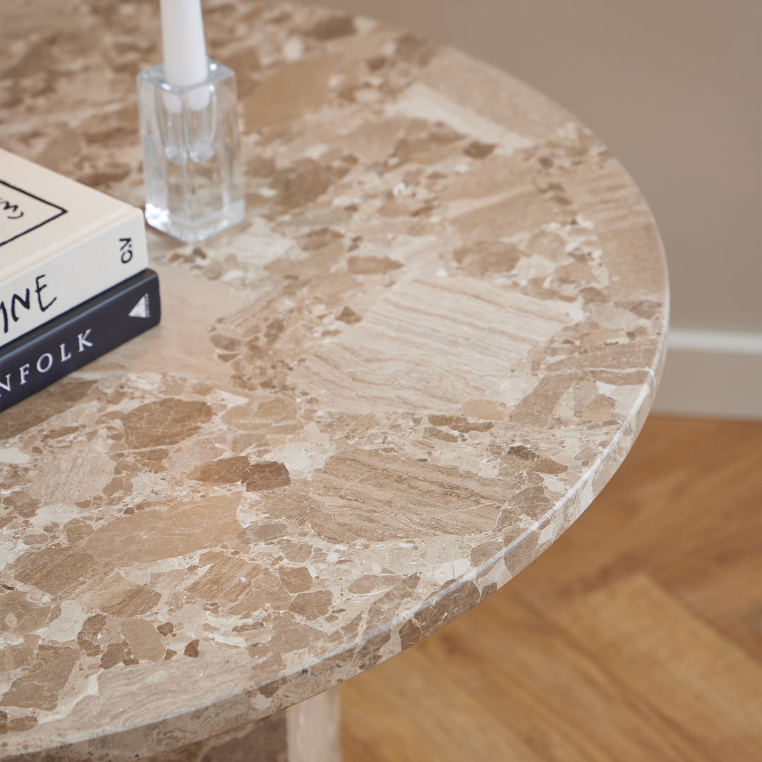 Naxos Round Coffee Table in Brown Marble