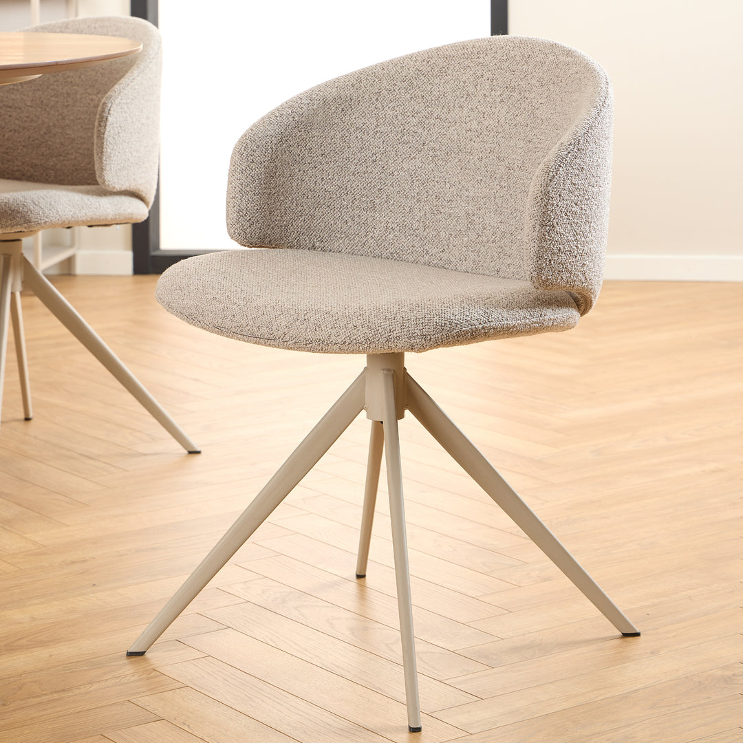Palermo Ceramic Dining Table in Grey 160x75cm Included 4 Ella Swivel Beige Dining Chairs