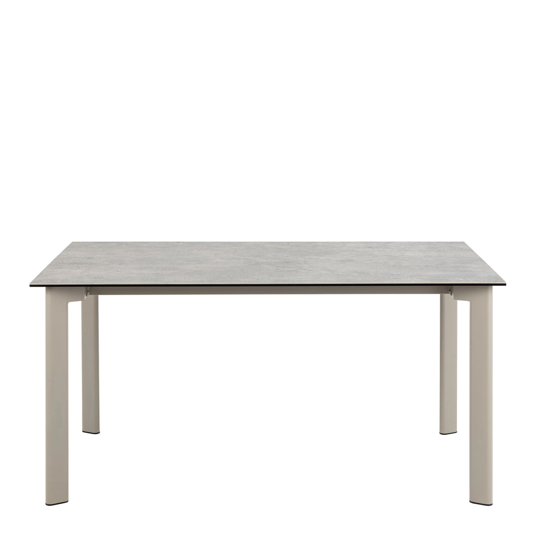 Palermo Ceramic Dining Table in Grey 160x75cm Included 4 Ella Swivel Beige Dining Chairs