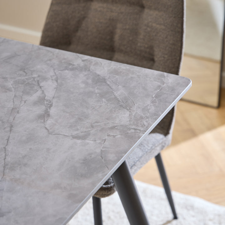 Wicklow Rectangular Dining Table in Grey/Black 140x75cm Included 4 Brooke Dining Chairs in Monza Beige