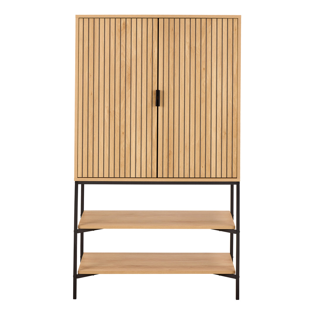 Jaipur Cabinet 2 Doors 3 Shelves With Oak Lamella Front