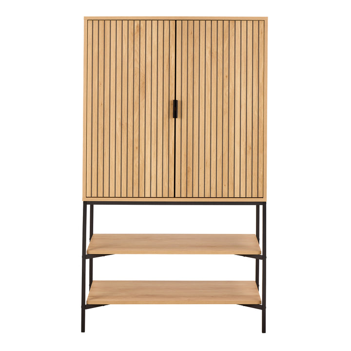 Jaipur Cabinet 2 Doors 3 Shelves With Oak Lamella Front