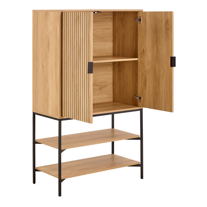 Jaipur Cabinet 2 Doors 3 Shelves With Oak Lamella Front