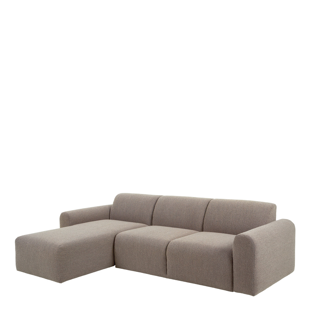 Midfield 2-Seater Chaise Lounge Sofa LHF in Cona Boucle Beige Fabric