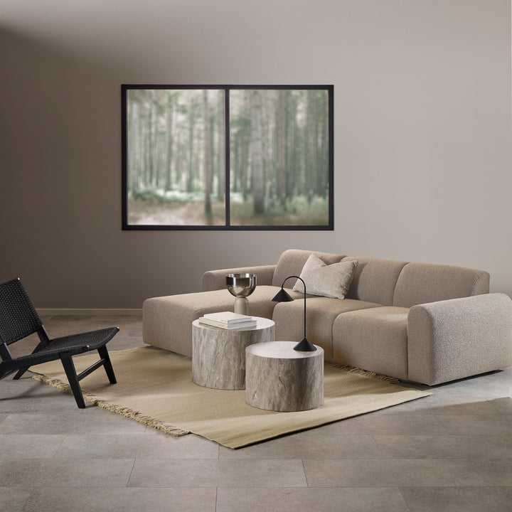 Midfield 2-Seater Chaise Lounge Sofa LHF in Cona Boucle Beige Fabric