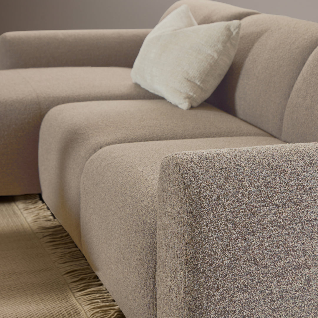 Midfield 2-Seater Chaise Lounge Sofa LHF in Cona Boucle Beige Fabric