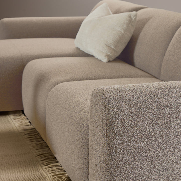 Midfield 2-Seater Chaise Lounge Sofa LHF in Cona Boucle Beige Fabric