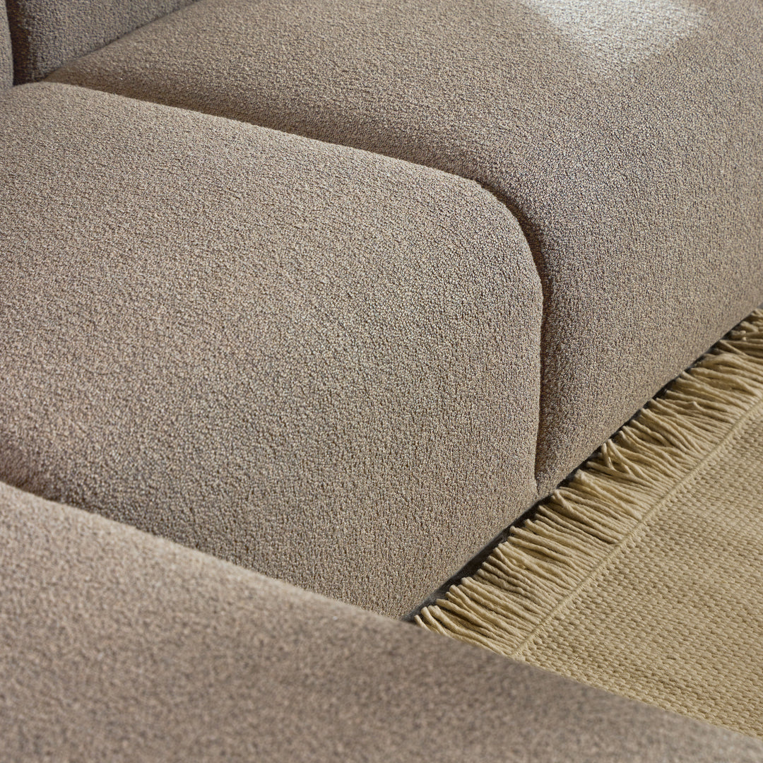 Midfield 2-Seater Chaise Lounge Sofa LHF in Cona Boucle Beige Fabric