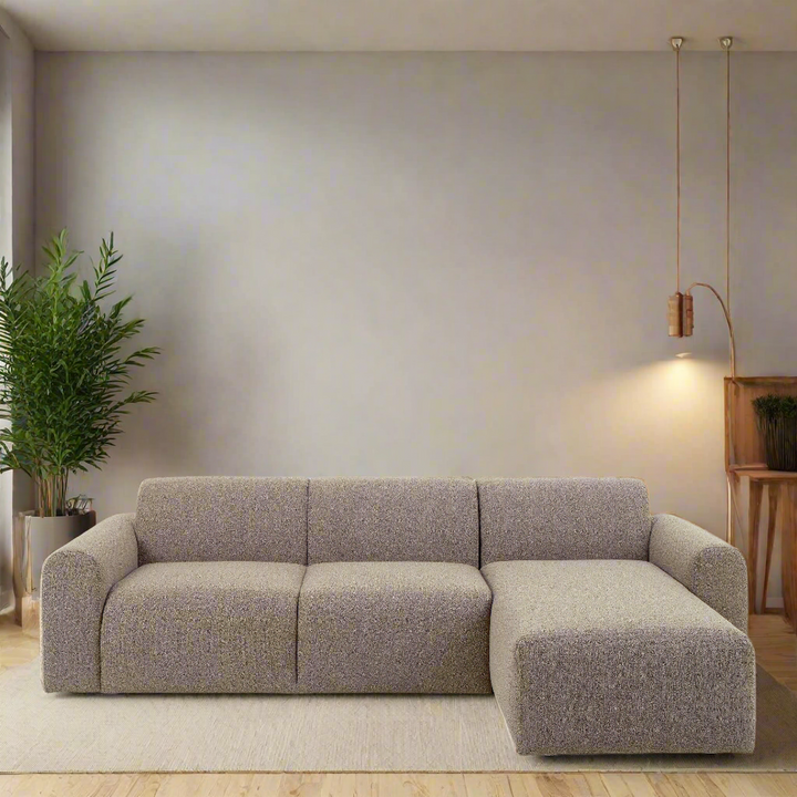 Midfield 2-Seater Chaise Lounge Sofa RHF in Cona Boucle Beige Fabric