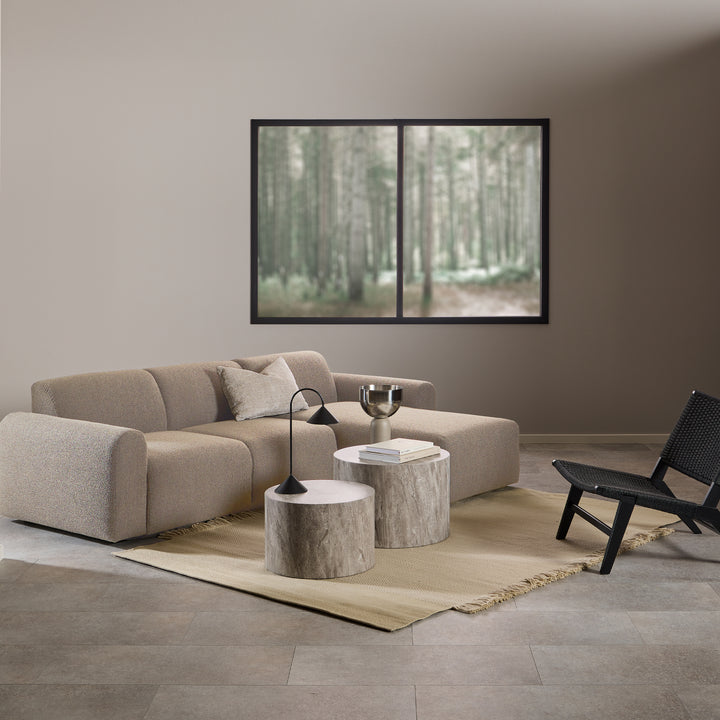 Midfield 2-Seater Chaise Lounge Sofa RHF in Cona Boucle Beige Fabric