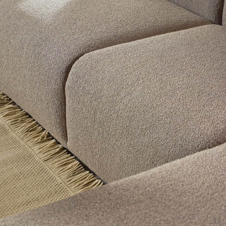 Midfield 2-Seater Chaise Lounge Sofa RHF in Cona Boucle Beige Fabric