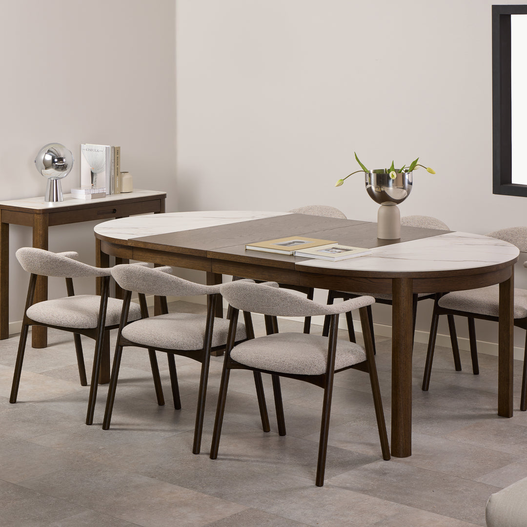 Southampton Round Extendable Dining Table in Cream Ceramic 220cm