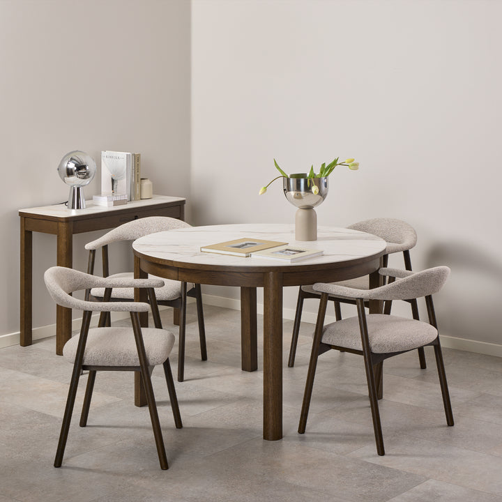 Southampton Round Extendable Dining Table in Cream Ceramic 220cm