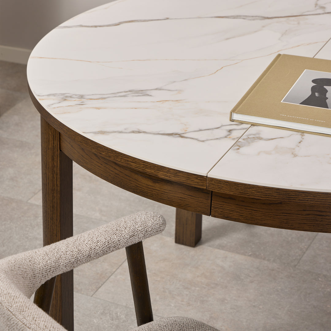 Southampton Round Extendable Dining Table in Cream Ceramic 220cm