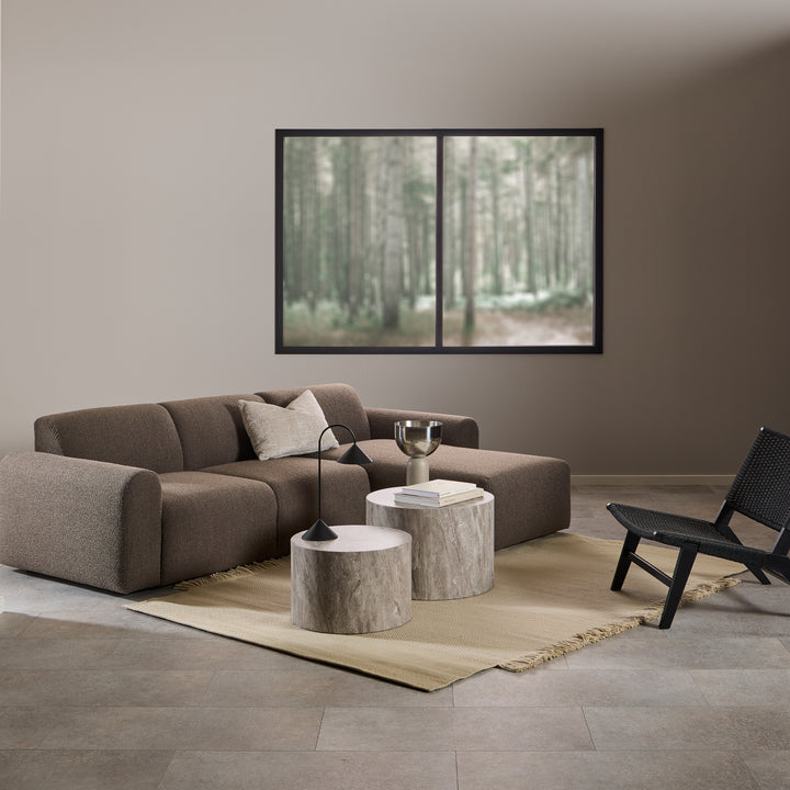 Midfield 2-Seater Chaise Lounge Sofa RHF in Cona Boucle Taupe Fabric