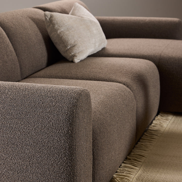 Midfield 2-Seater Chaise Lounge Sofa RHF in Cona Boucle Taupe Fabric