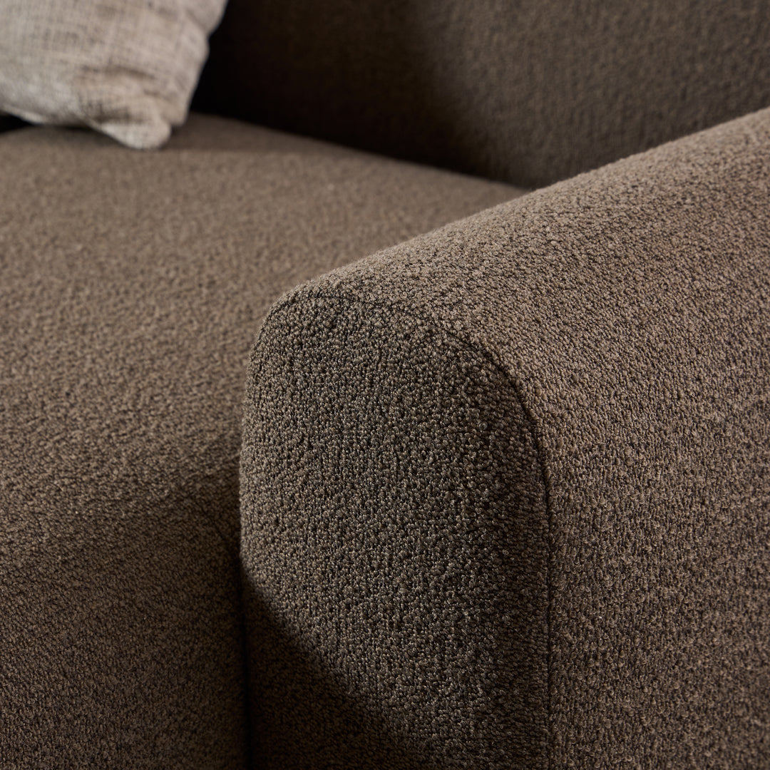 Midfield 2-Seater Chaise Lounge Sofa RHF in Cona Boucle Taupe Fabric