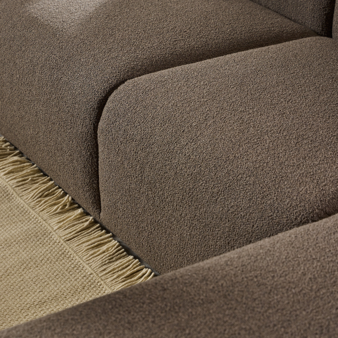 Midfield 2-Seater Chaise Lounge Sofa RHF in Cona Boucle Taupe Fabric