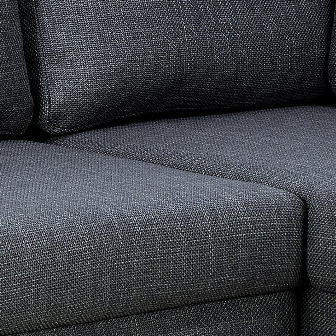 Omaha Corner Sofa With Open End RHF, in Basel Dark Grey 19 Fabric, Base Matt Black Steel