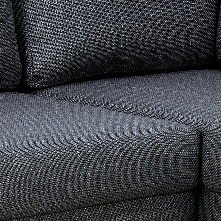 Omaha Corner Sofa With Open End RHF, in Basel Dark Grey 19 Fabric, Base Matt Black Steel