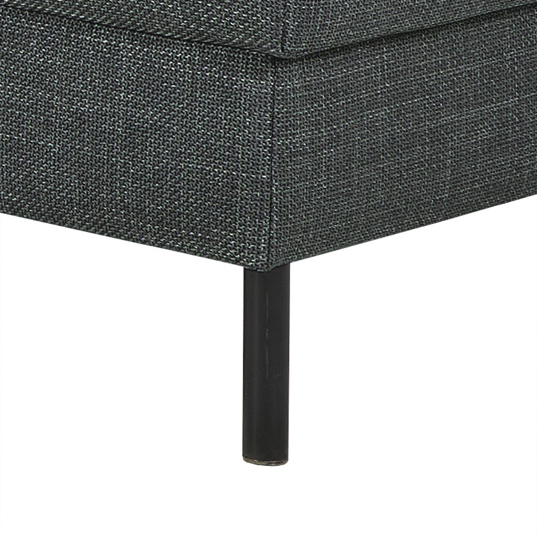 Omaha Corner Sofa With Open End RHF, in Basel Dark Grey 19 Fabric, Base Matt Black Steel