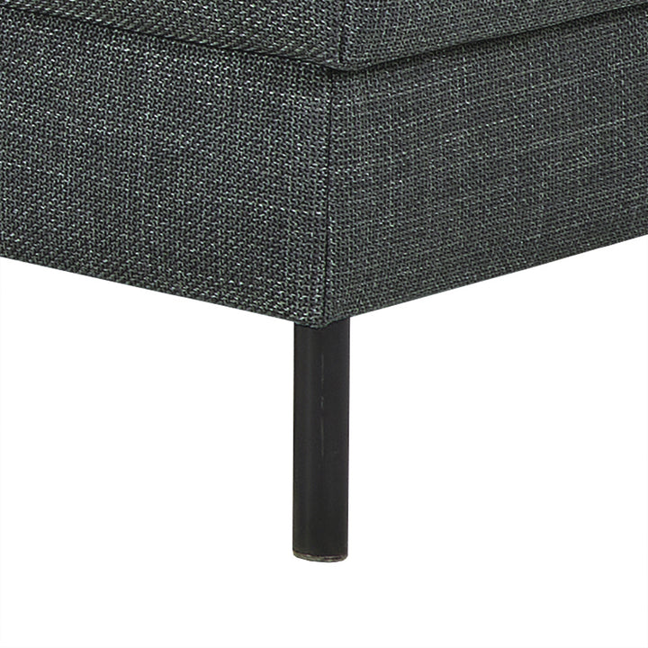 Omaha Corner Sofa With Open End RHF, in Basel Dark Grey 19 Fabric, Base Matt Black Steel