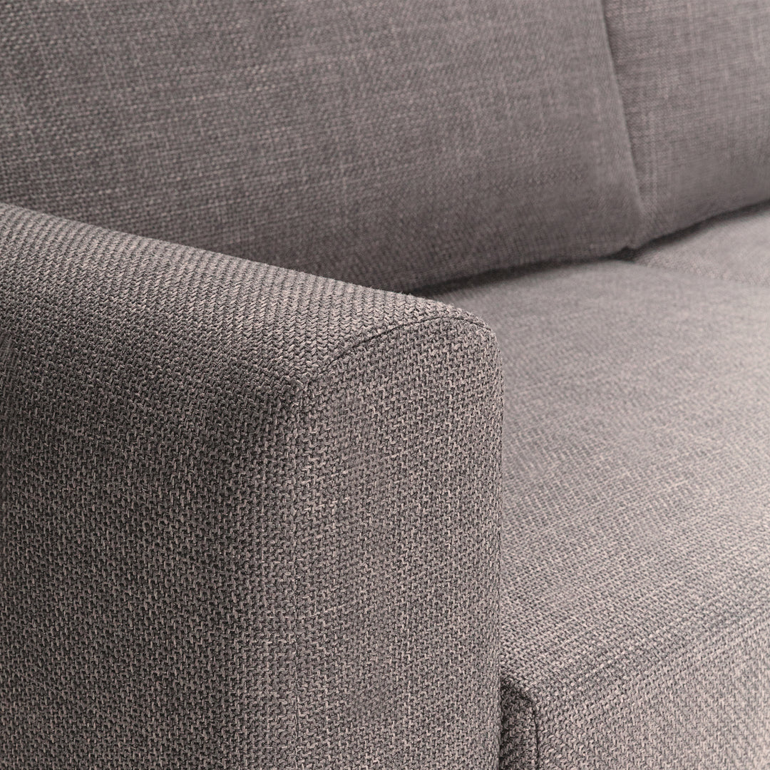 Omaha Corner Sofa With Open End RHF, in Basel Light Grey Brown 34 Fabric, Base Matt Black Steel