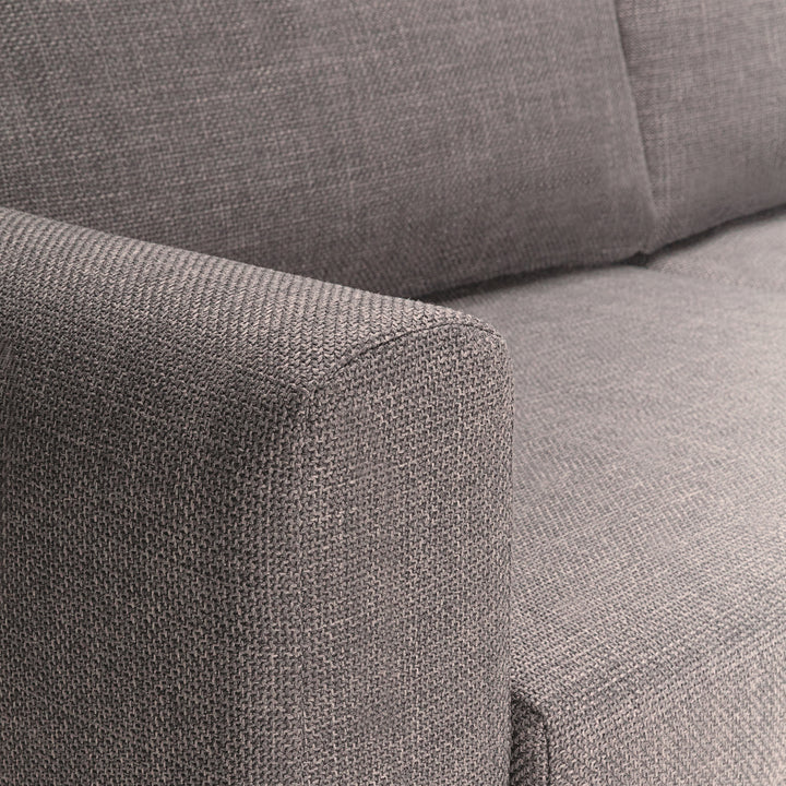 Omaha Corner Sofa With Open End RHF, in Basel Light Grey Brown 34 Fabric, Base Matt Black Steel