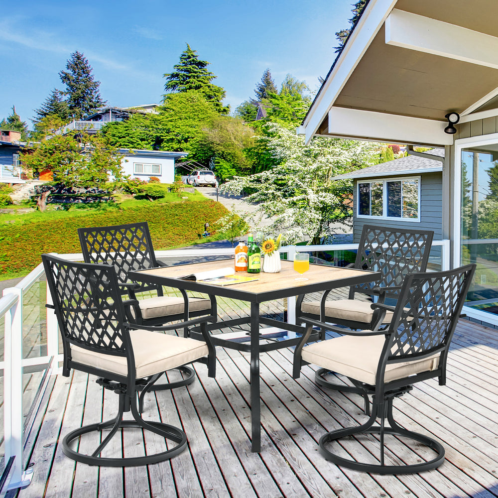 90 cm Square Patio Dining Table with Powder-Coated Steel Frame - TidySpaces