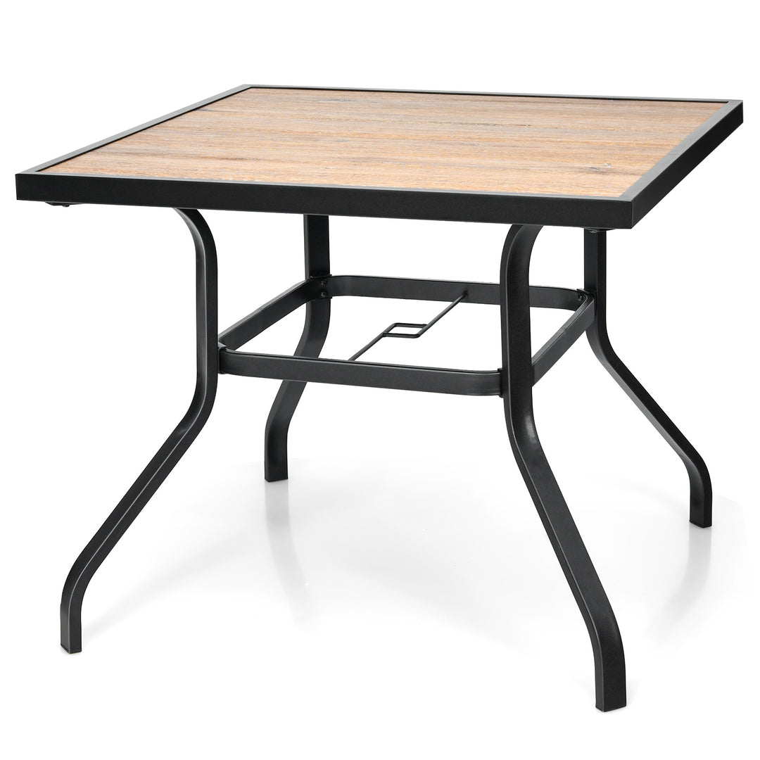 90 cm Square Patio Dining Table with Powder-Coated Steel Frame - TidySpaces