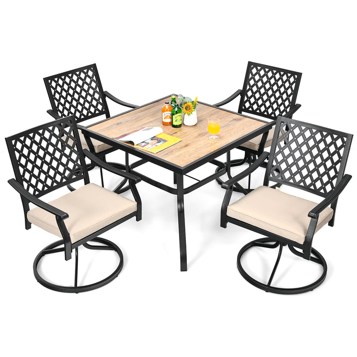 90 cm Square Patio Dining Table with Powder-Coated Steel Frame - TidySpaces