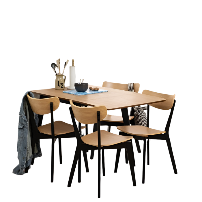 Dining-table-4-chairs-black-oak - TidySpaces