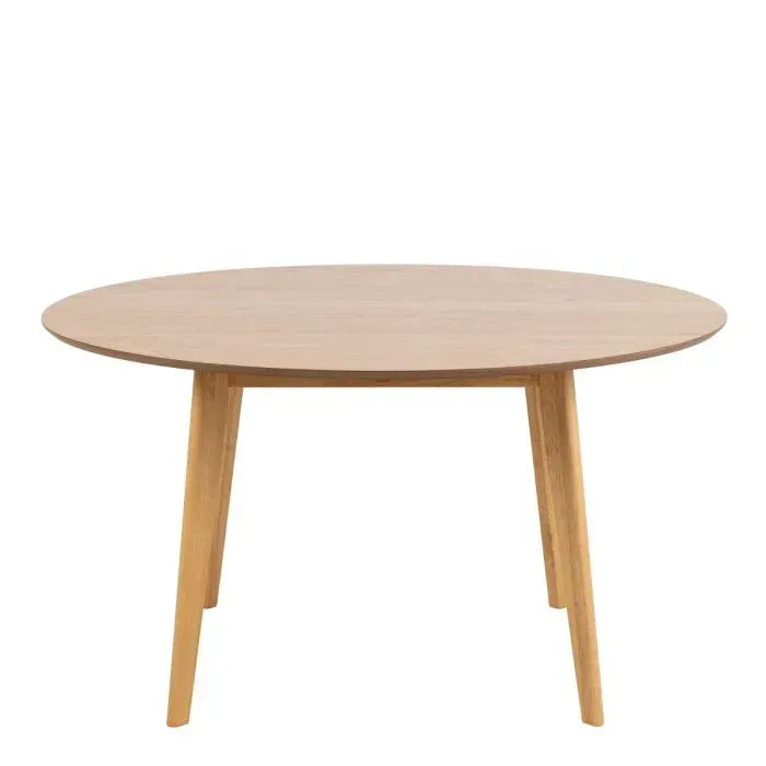 Roxby Round Dining Table in Oak 140x76cm Included 4 Roxby Dining Chairs in Oak - TidySpaces