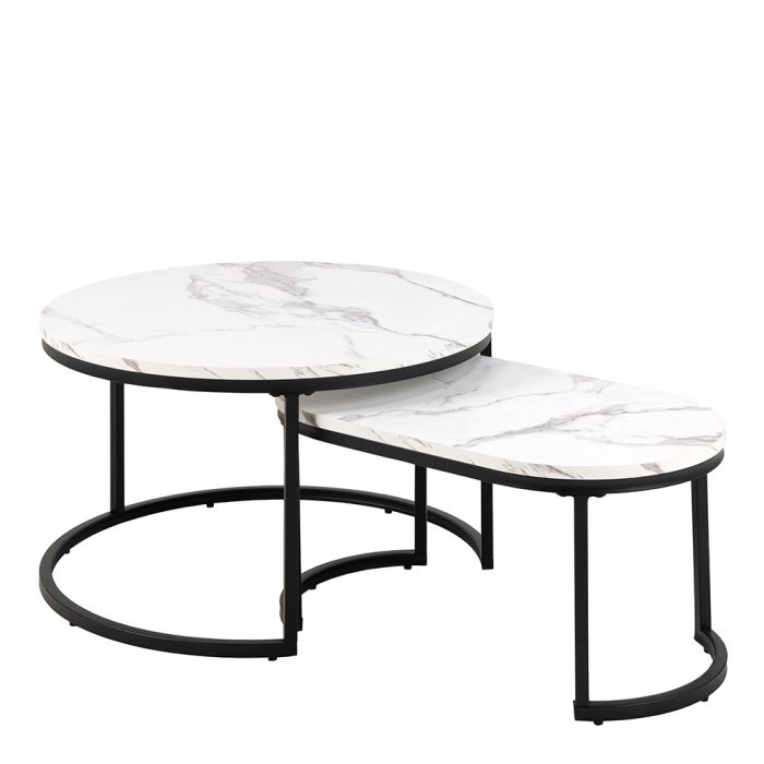 Spiro Coffee Table Set with White Marble Top