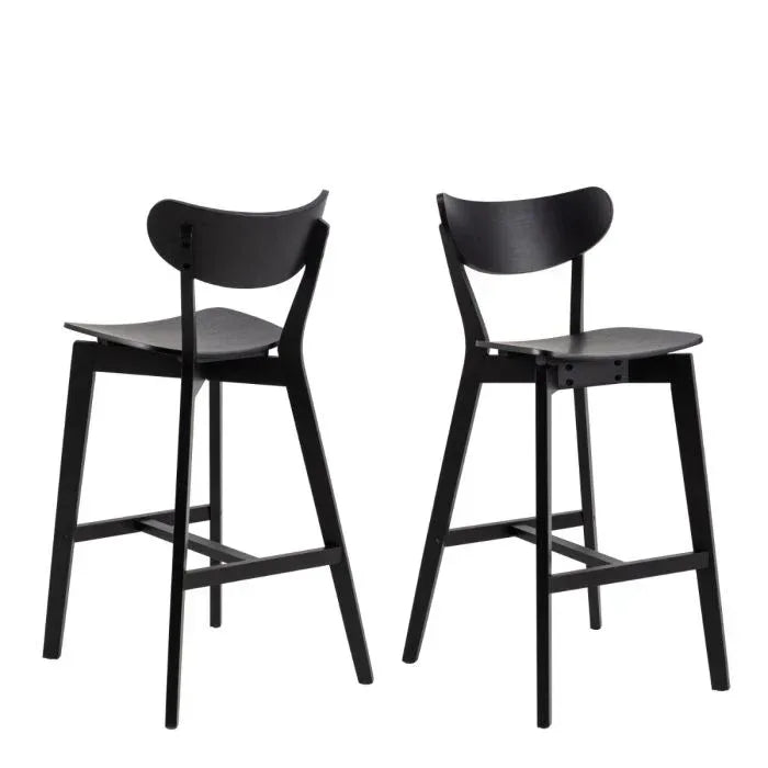 Roxby Bar Table in Black &amp; Oak Included 4 Roxby Bar Stool in Black - TidySpaces