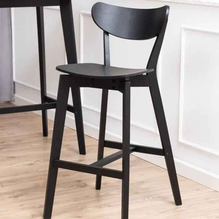 Roxby Bar Table in Black &amp; Oak Included 4 Roxby Bar Stool in Black - TidySpaces