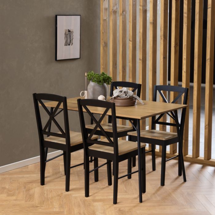 Peru Dining Table in Black and Oak - TidySpaces