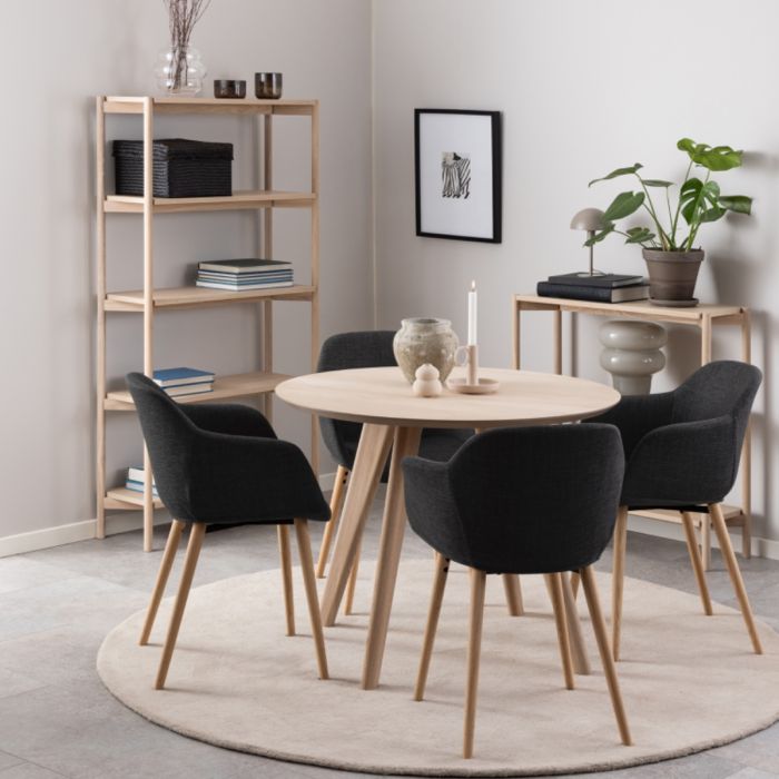 Townsville Round Dining Table in White and Oak - TidySpaces