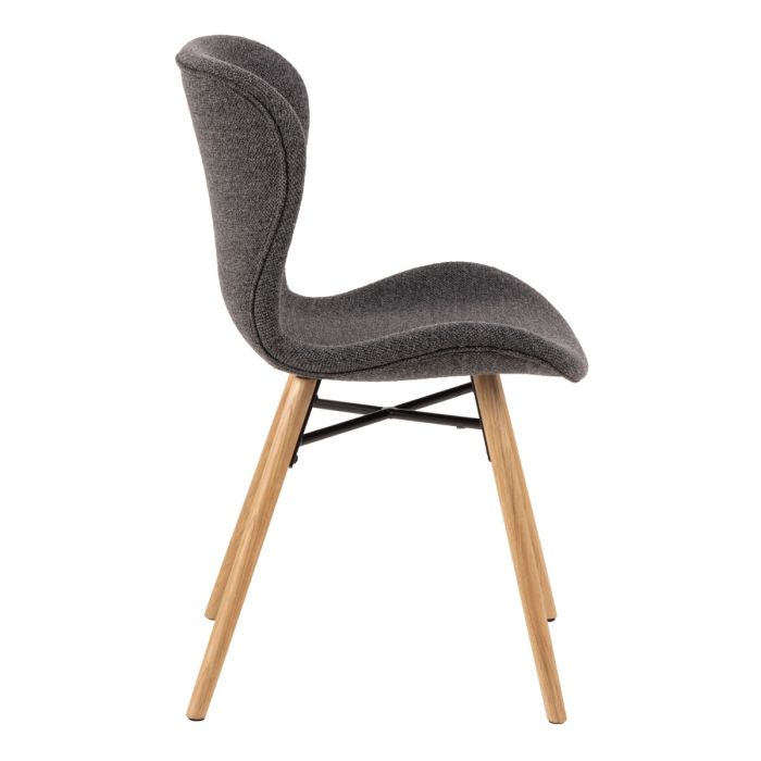 Townsville Round Dining Table in White and Oak Included 4 Batilda Dining Chairs with Grey Fabric and Oak