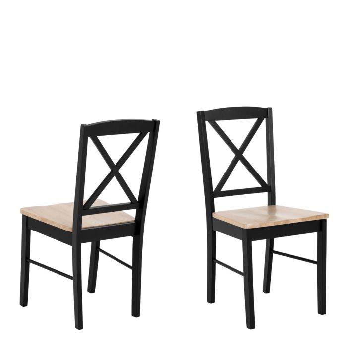 Elvira Dining Chair in Black and Oak Set of 2 - TidySpaces