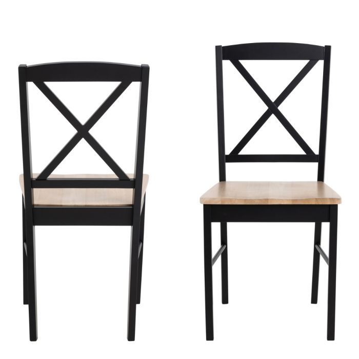 Elvira Dining Chair in Black and Oak Set of 2 - TidySpaces