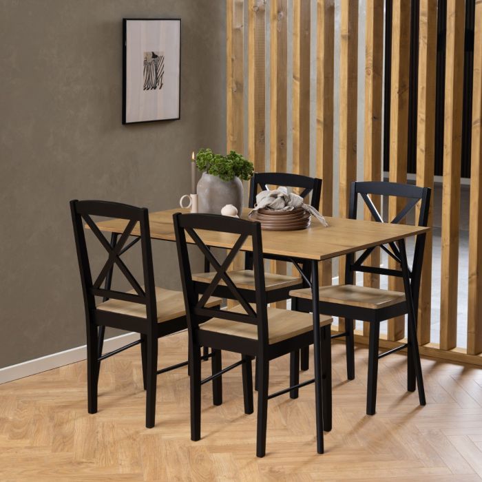 Elvira Dining Chair in Black and Oak Set of 2 - TidySpaces