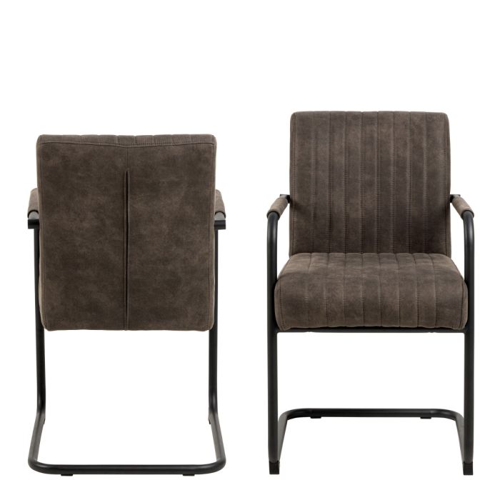 Adele Dining Chair in Grey Fabric Set of 2 - TidySpaces