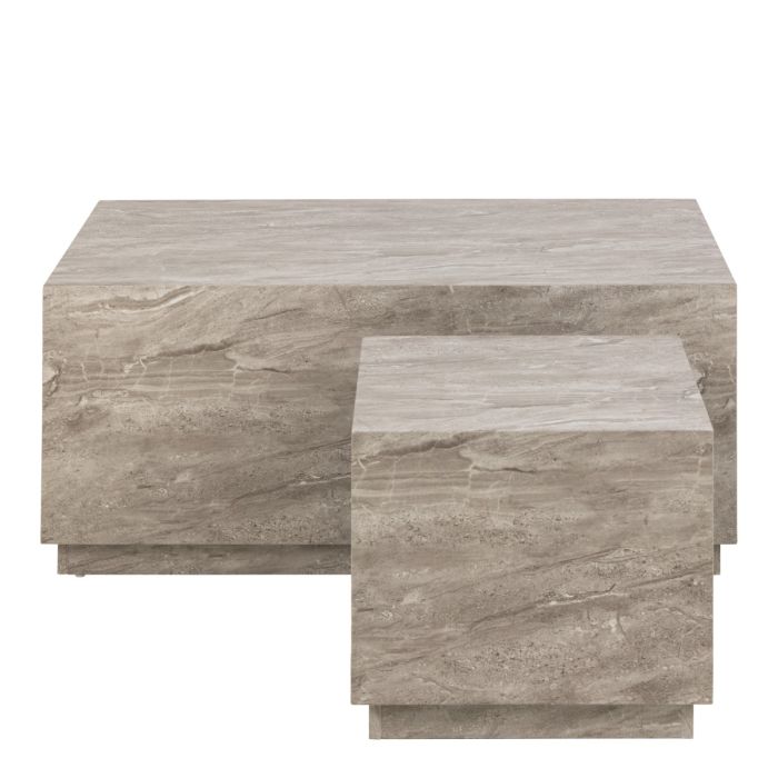 Dice Coffee Table Set with Grey Marble Effect